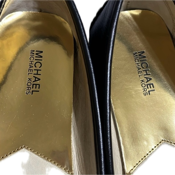 Michael Kors Black Leather Fulton Flats Gold SZ 9 1/2 M. Barely used - Picture 3 of 8